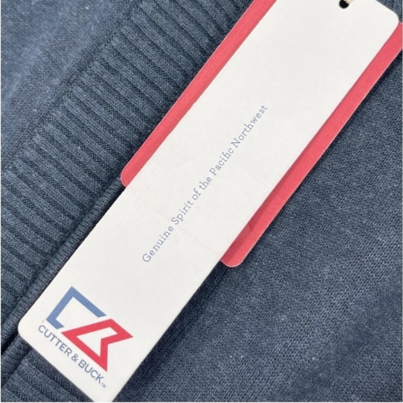 Cutter & Buck Women’s Full Zip Blue Cotton Cardigan Sweater Too L - Picture 3 of 6